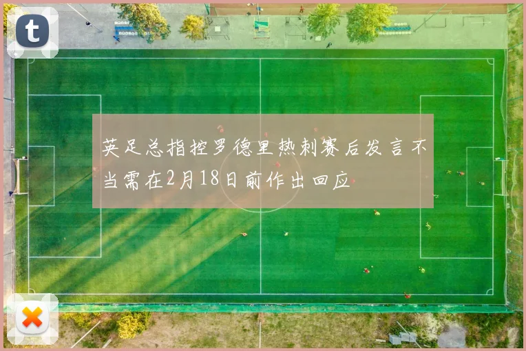英足总指控罗德里热刺赛后发言不当需在2月18日前作出回应